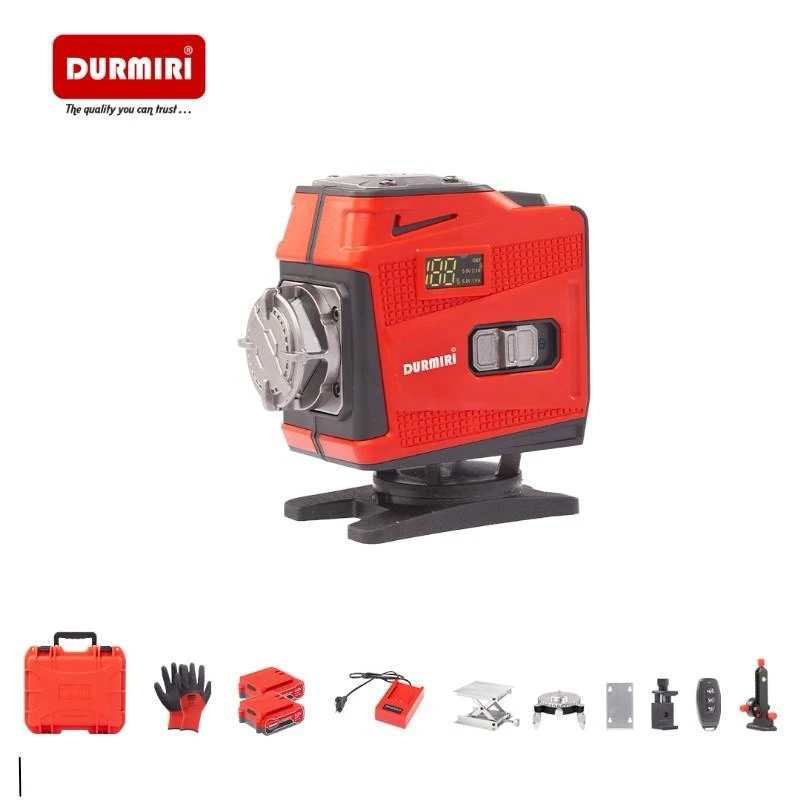 ميزان ليزر 12 خط مع بطاريتين وشاحن 4.2 فولت شنطه ضد الصدمات