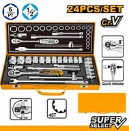 طقم لقم رباط 24 قطعه مربع 1/2 بوصه علبه صاج