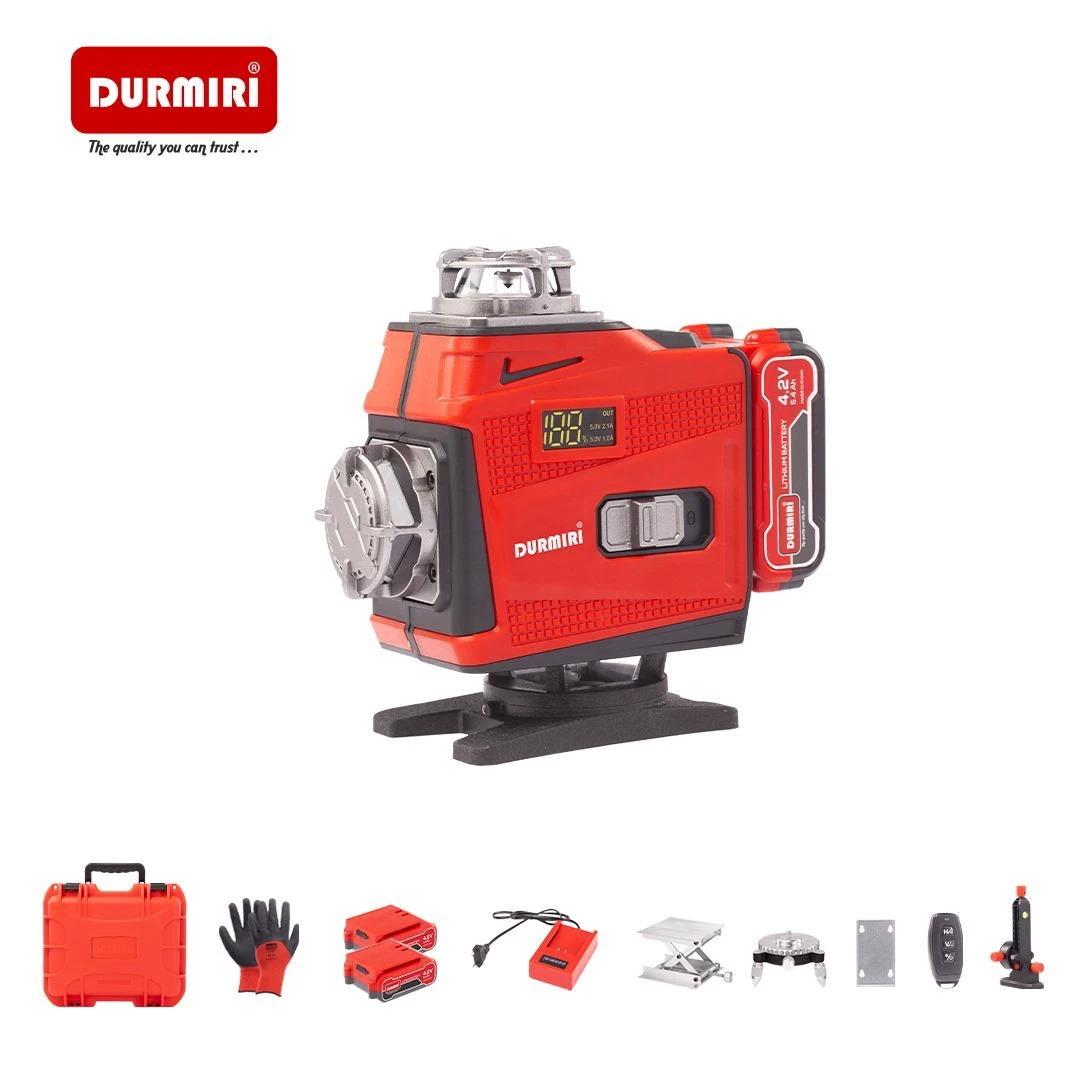 ميزان ليزر 16 خط مع بطاريتين وشاحن 4.2 فولت شنطه ضد الصدمات