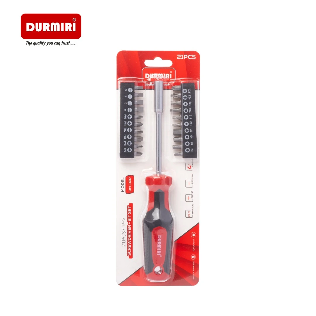 مفك لقم 1/4 بوصه + طقم سنون 21 قطعه دورميرى